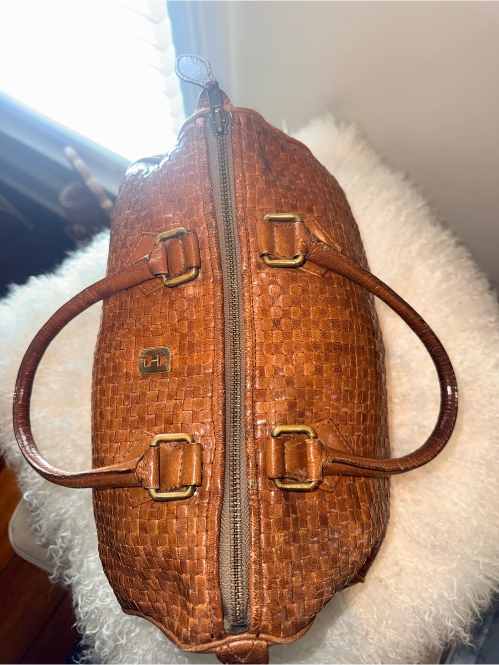 Rare Fendi Boston Bag S.A.S. Roma hand-woven "intrecciato" leather design - Picture 5 of 16